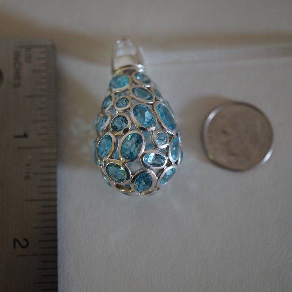 .925 Sterling Silver & Genuine Blue Topaz Pendant - Picture 6 of 6